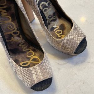 Sam Edelman Snakeskin High Heeled Peep-toe Sandals